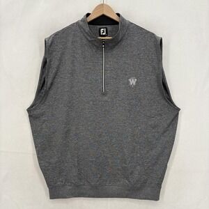 FootJoy Sweater Vest Mens XL Gray 1/4 Zip Mock Neck Stretch Golf Pullover Knit